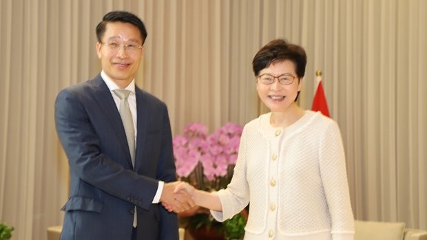 香港特别行政区行政长官林郑月娥会见越南新任驻香港总领事范平谭。