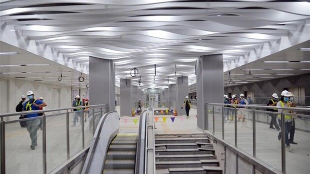 附图：滨城——仙泉地铁线巴山地下车站B1层完工。