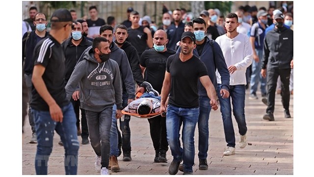 巴勒斯坦示威者在与以色列警方的冲突中受伤。（图片来源：越通社）