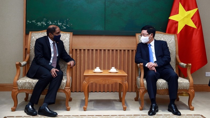 范平明副总理会见新加坡驻越南大使。（图片来源：国际报）