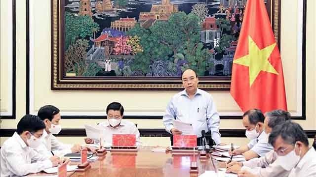 国家主席阮春福发表讲话。（图片来源：VGP）