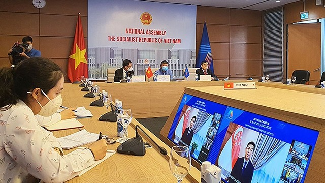参加会议的越南国会代表团。
