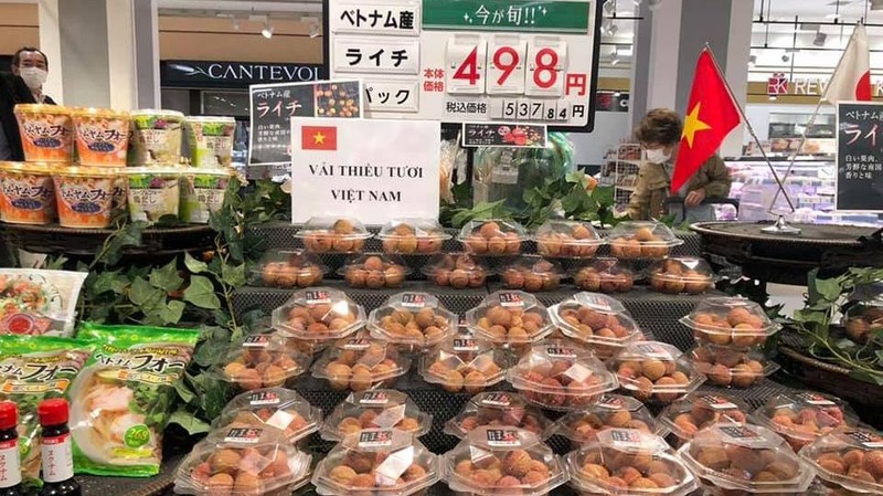附图：越南荔枝在日本超市销售。