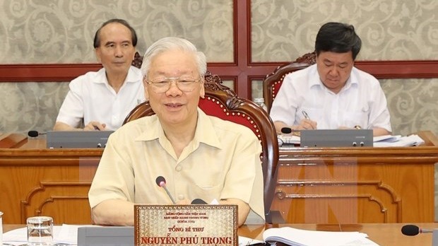 越共中央总书记阮富仲在会议上发表讲话。（图片来源：越通社）