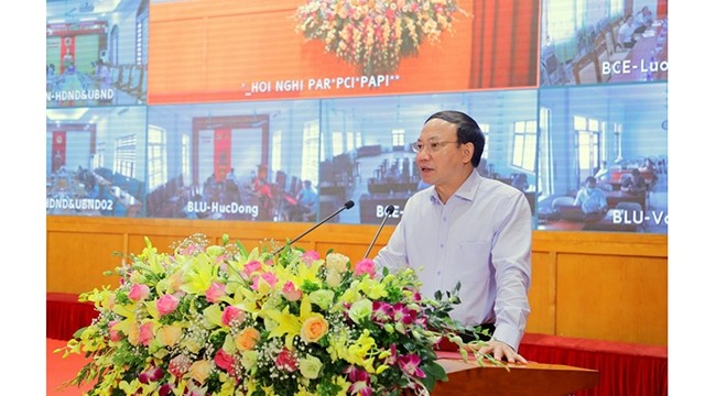广宁省省委书记阮春记在2020年各指数分析会议上发言。（图片来源：广宁报）