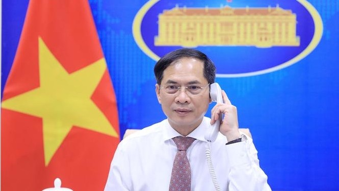 越南外交部长裴青山与塞尔维亚外交部长通电话。