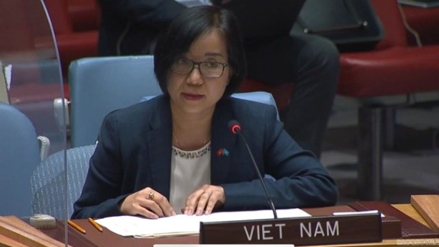 越南常驻联合国代表团副团长、公使衔参赞阮芳茶。
