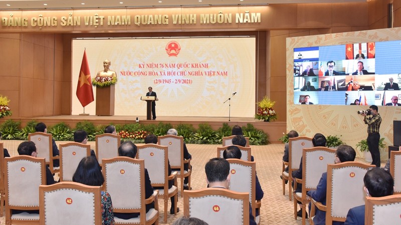 越南政府总理范明正主持越南社会主义共和国建国76周年纪念典礼。（陈海 摄）