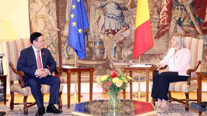 国会主席王廷惠与比利时众议院议长举行会谈。（图片来源：国会官网）