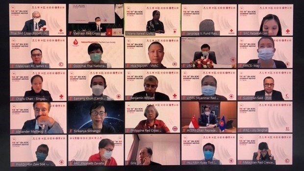出席第十八次东南亚红十字会与红新月会领导人在线会议的各国代表。（图片来源：人民军队报）
