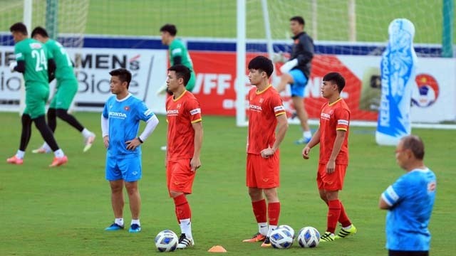 越南队为备赛做准备。