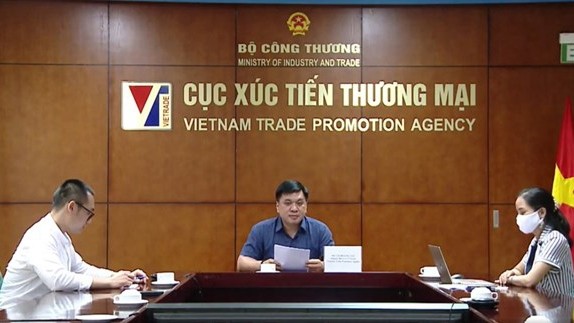 越南工贸部贸易促进局副局长黎黄才在会上发表讲话。（图片来源：越通社）