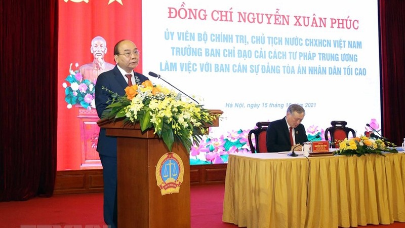 阮春福主席发表讲话。（图片来源：越通社）