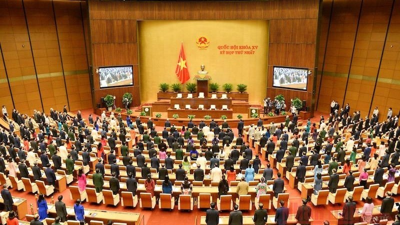 越南十五届国会一次会议开幕式全景。（图片来源：人民报网）