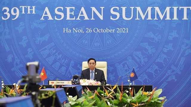 越南政府总理范明正出席第39届东盟峰会。（陈海 摄）