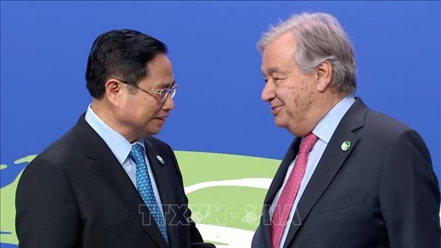 范明正总理会见联合国秘书长安东尼奥•古特雷斯。