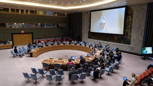 联合国安理会的一场会议场景。（图片来源：越通社）