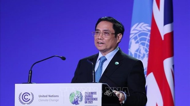 范明正总理在《联合国气候变化框架公约》第26次缔约方大会上发表讲话。（图片来源：越通社）