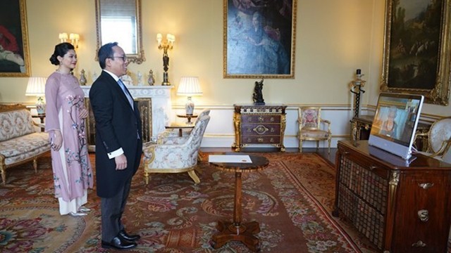 越南驻英国大使阮黄龙已向英国女王伊丽莎白二世递交国书。（图片来源：越通社）