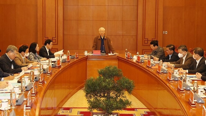 阮富仲总书记主持召开中央反腐败指导委员会常委会会议。（图片来源：越通社）