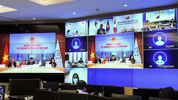 越南主持各国议会联盟框架内东盟与中韩日在线会议。（图片来源：越通社）