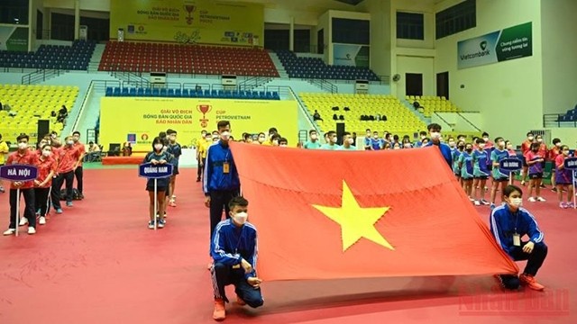 2021年“越南油气杯”第39届《人民报》全国乒乓球锦标赛开幕式。