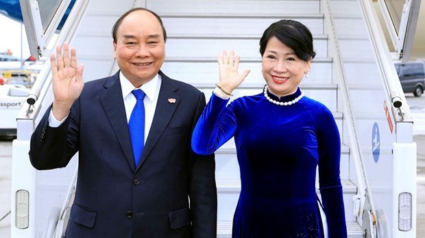 越南国家主席阮春福与夫人。（图片来源：越通社）