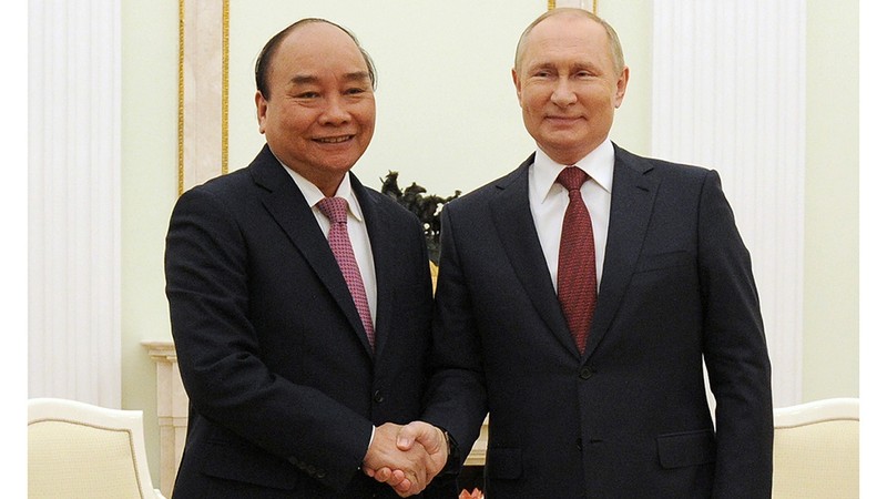 国家主席阮春福与俄罗斯总统普京。（图片来源：越通社）