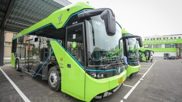 VinFast生产的Green Bus电动公交车。（图片来源：越通社）