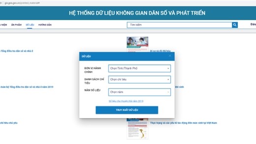 越南首个人口和经济社会信息网页面。