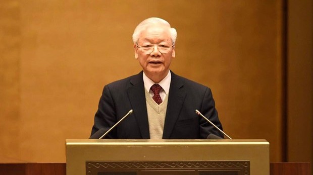 越共中央总书记阮富仲在全国文化会议上发表讲话。（图片来源：越通社）
