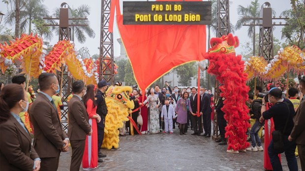 题为“越南春节辉煌征程”的河内市春节花卉街正式开幕。（图片来源：越南快讯）