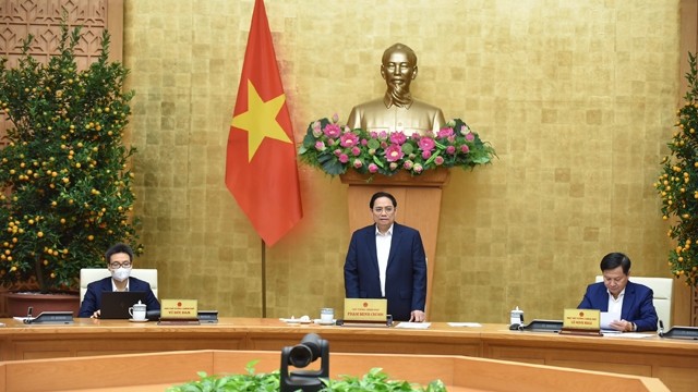 范明正总理主持召开2022年1月政府例行会议。（陈海 摄）