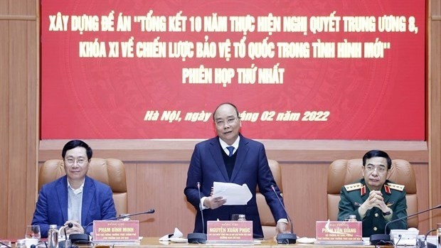 国家主席阮春福在会上发言。（图片来源：越通社）