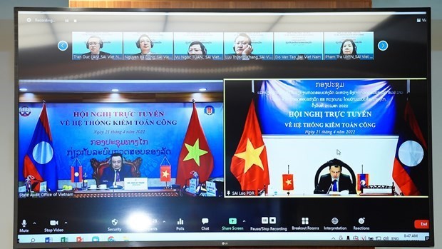 越南国家审计署与老挝国家审计署“公共审计系统”以线上方式举行。