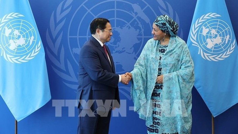 范明正总理会见联合国常务副秘书长阿米娜· 穆罕默德。（图片来源：越通社）