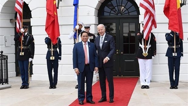 越南政府总理范明正与美国总统约瑟夫·拜登。