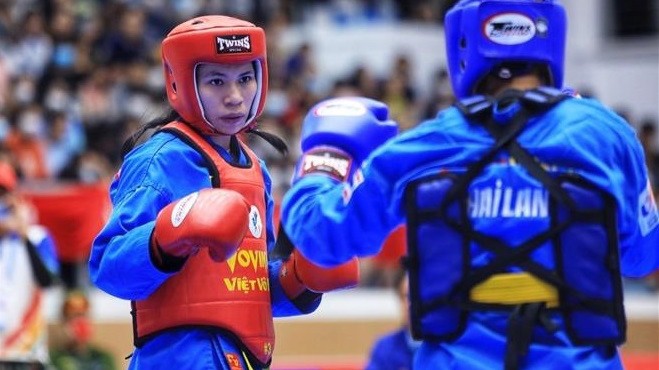 越南越武道运动员黎氏贤夺得对抗赛60公斤级冠军。（图片来源：越通社）