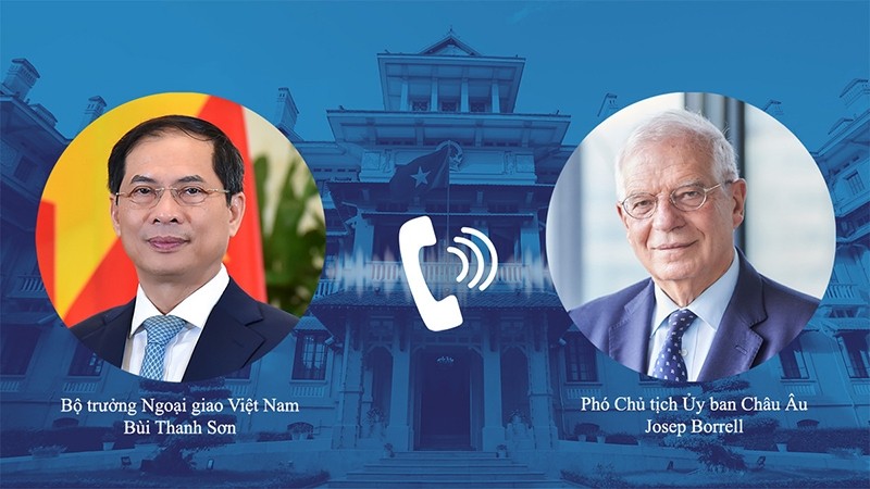 越南外交部部长裴青山与欧盟委员会副主席、欧盟外交与安全政策高级代表何塞·博雷利通电话。（图片来源：越通社）