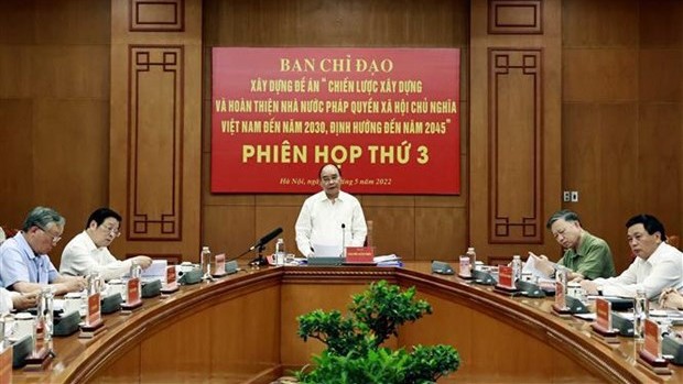 阮春福主席在会上发表讲话。（图片来源：越通社）