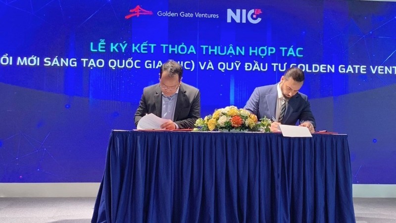 新加坡风险投资机构“金门创投”基金会与越南计划投资部国家创新中心签署合作协议。NIC供图