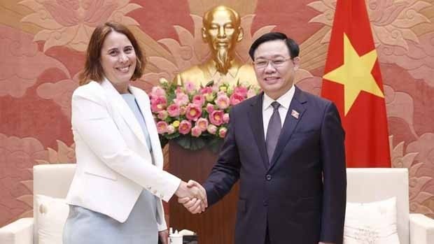 越南国会主席王廷惠会见新西兰驻越大使崔德妮•切丽•多布森。（图片来源：越通社）